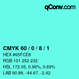 Color code: CMYK 60 / 0 / 8 / 1 | qconv.com