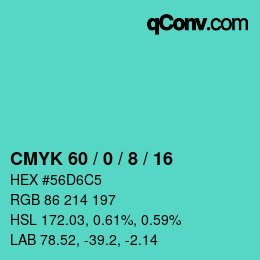 Color code: CMYK 60 / 0 / 8 / 16 | qconv.com