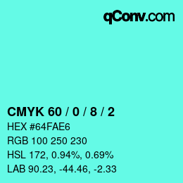 カラーコード: CMYK 60 / 0 / 8 / 2 | qconv.com