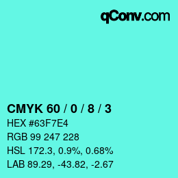 Farbcode: CMYK 60 / 0 / 8 / 3 | qconv.com