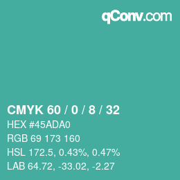 Color code: CMYK 60 / 0 / 8 / 32 | qconv.com