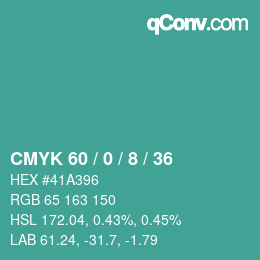 Color code: CMYK 60 / 0 / 8 / 36 | qconv.com