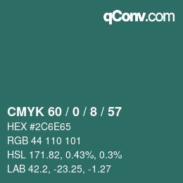 カラーコード: CMYK 60 / 0 / 8 / 57 | qconv.com