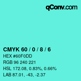Color code: CMYK 60 / 0 / 8 / 6 | qconv.com