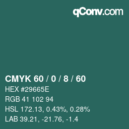 Color code: CMYK 60 / 0 / 8 / 60 | qconv.com