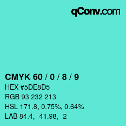 Color code: CMYK 60 / 0 / 8 / 9 | qconv.com