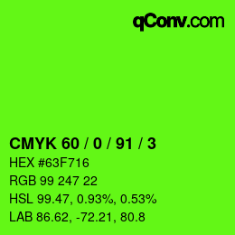 Color code: CMYK 60 / 0 / 91 / 3 | qconv.com