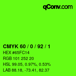 カラーコード: CMYK 60 / 0 / 92 / 1 | qconv.com