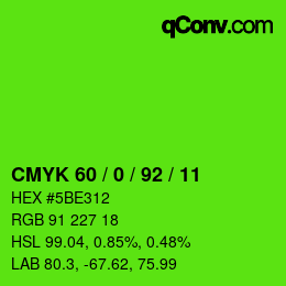 颜色代码: CMYK 60 / 0 / 92 / 11 | qconv.com