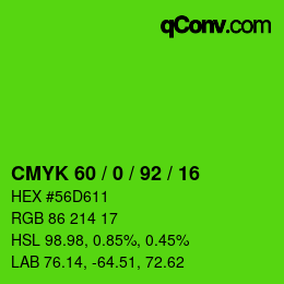 Color code: CMYK 60 / 0 / 92 / 16 | qconv.com