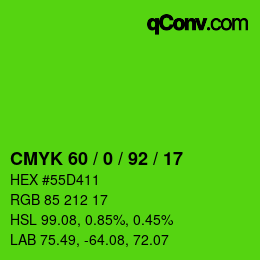 Color code: CMYK 60 / 0 / 92 / 17 | qconv.com