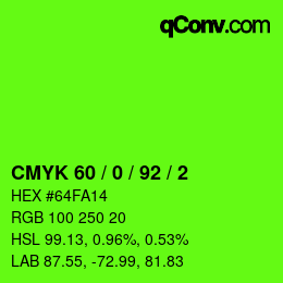 Color code: CMYK 60 / 0 / 92 / 2 | qconv.com
