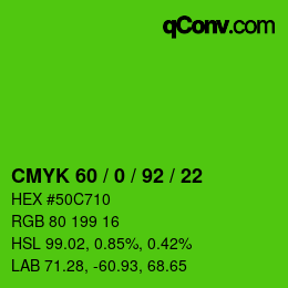 Color code: CMYK 60 / 0 / 92 / 22 | qconv.com