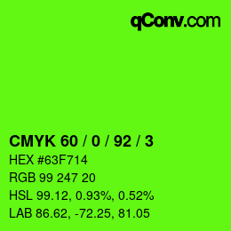 Color code: CMYK 60 / 0 / 92 / 3 | qconv.com