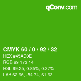 Color code: CMYK 60 / 0 / 92 / 32 | qconv.com