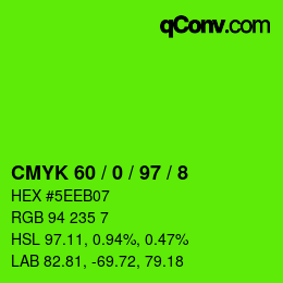 颜色代码: CMYK 60 / 0 / 97 / 8 | qconv.com
