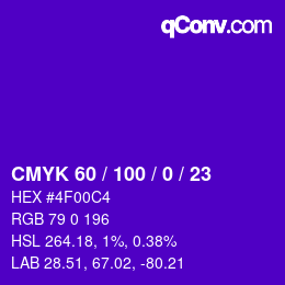 Color code: CMYK 60 / 100 / 0 / 23 | qconv.com