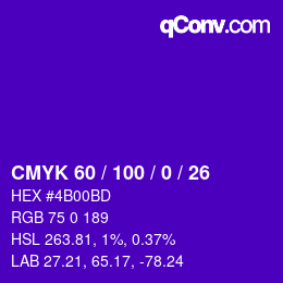 Color code: CMYK 60 / 100 / 0 / 26 | qconv.com