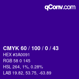 Color code: CMYK 60 / 100 / 0 / 43 | qconv.com