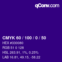 Color code: CMYK 60 / 100 / 0 / 50 | qconv.com