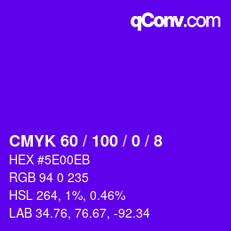 Farbcode: CMYK 60 / 100 / 0 / 8 | qconv.com