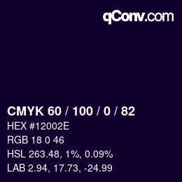 颜色代码: CMYK 60 / 100 / 0 / 82 | qconv.com