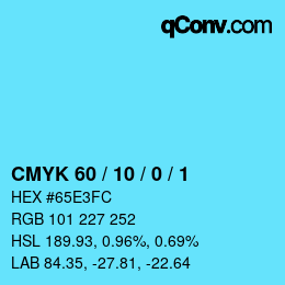 カラーコード: CMYK 60 / 10 / 0 / 1 | qconv.com