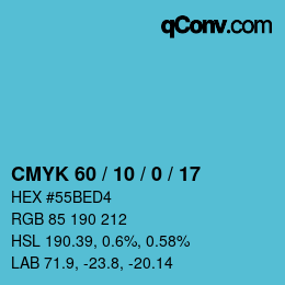 颜色代码: CMYK 60 / 10 / 0 / 17 | qconv.com