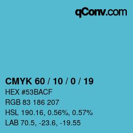 カラーコード: CMYK 60 / 10 / 0 / 19 | qconv.com