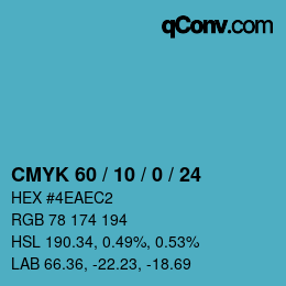 颜色代码: CMYK 60 / 10 / 0 / 24 | qconv.com