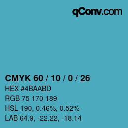 颜色代码: CMYK 60 / 10 / 0 / 26 | qconv.com