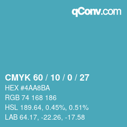 颜色代码: CMYK 60 / 10 / 0 / 27 | qconv.com