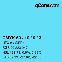 颜色代码: CMYK 60 / 10 / 0 / 3 | qconv.com