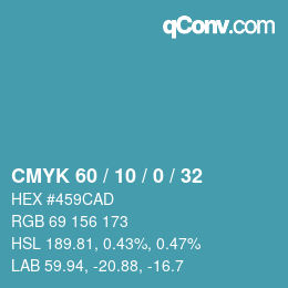 カラーコード: CMYK 60 / 10 / 0 / 32 | qconv.com