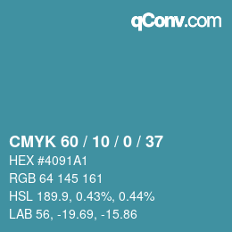 颜色代码: CMYK 60 / 10 / 0 / 37 | qconv.com