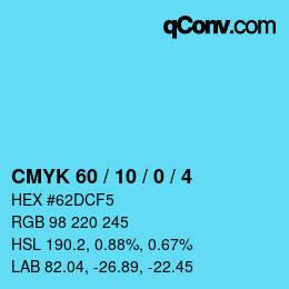 カラーコード: CMYK 60 / 10 / 0 / 4 | qconv.com