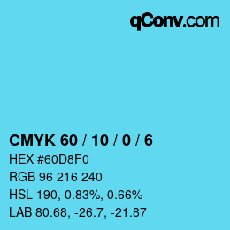 カラーコード: CMYK 60 / 10 / 0 / 6 | qconv.com