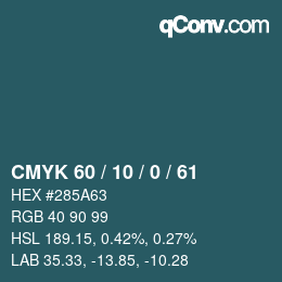 カラーコード: CMYK 60 / 10 / 0 / 61 | qconv.com