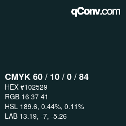 Color code: CMYK 60 / 10 / 0 / 84 | qconv.com