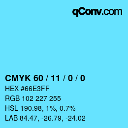 Color code: CMYK 60 / 11 / 0 / 0 | qconv.com