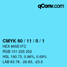 颜色代码: CMYK 60 / 11 / 0 / 1 | qconv.com