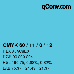 カラーコード: CMYK 60 / 11 / 0 / 12 | qconv.com