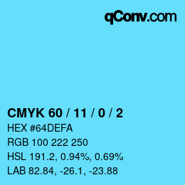 Color code: CMYK 60 / 11 / 0 / 2 | qconv.com