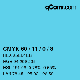 Color code: CMYK 60 / 11 / 0 / 8 | qconv.com