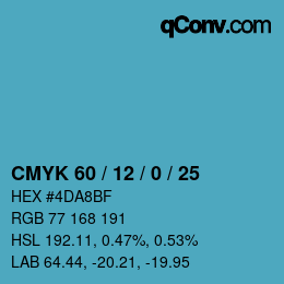 Color code: CMYK 60 / 12 / 0 / 25 | qconv.com