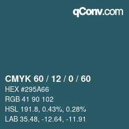 カラーコード: CMYK 60 / 12 / 0 / 60 | qconv.com