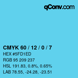 Color code: CMYK 60 / 12 / 0 / 7 | qconv.com