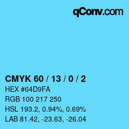 Color code: CMYK 60 / 13 / 0 / 2 | qconv.com