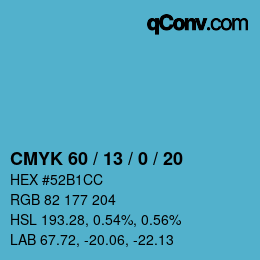 Color code: CMYK 60 / 13 / 0 / 20 | qconv.com