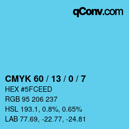 Color code: CMYK 60 / 13 / 0 / 7 | qconv.com